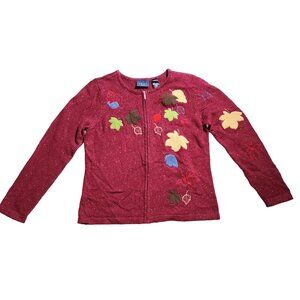 Vintage? Women's Crazy Horse Liz Claiborne Speck Fall Thanksgiving Sweater Zipup